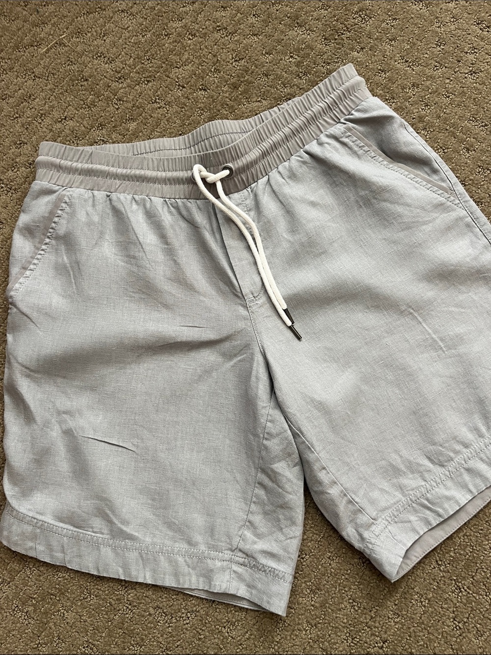 Athleta Light Gray Drawstring Women’s Linen Shorts